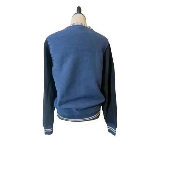 Vintage Champion Logo 2 Tone Blue Crew Neck Sweatshirt Front Pocket Small - Picture 7 of 9